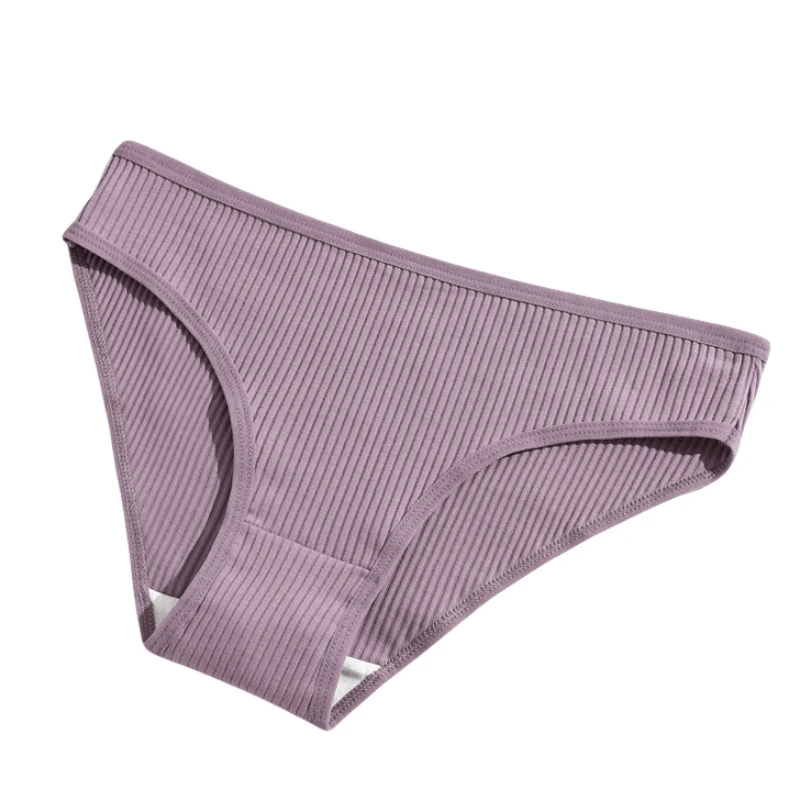 Breathable solid color ribbed cotton panties, SF2175. Soft, stretch low waist underwear for women, offering snug fit and style.